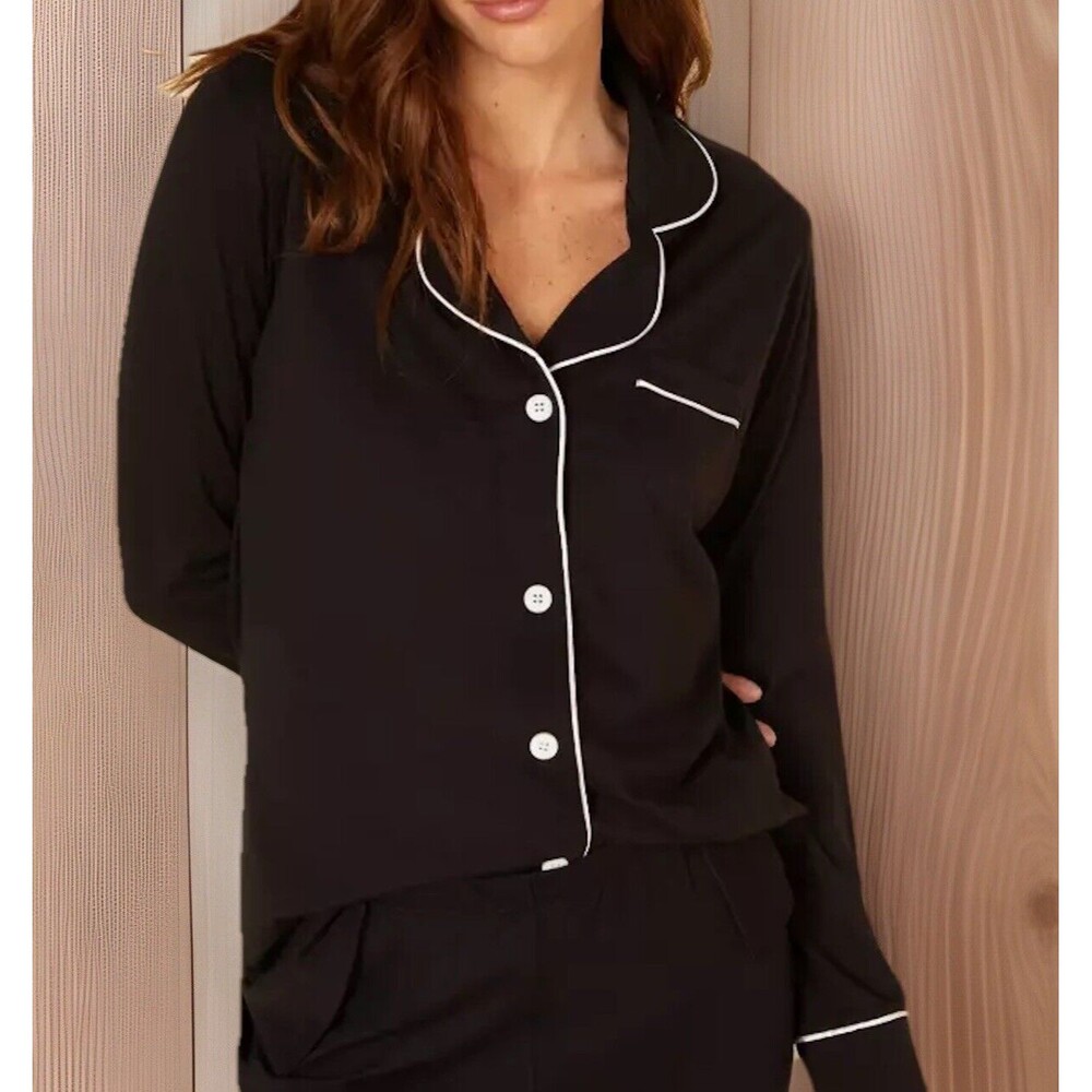 NWT Cosabella Women's Long Sleeve Pajama Top Black Pima Cotton Sz 2X